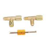 1/4in Valves Core Brass Tee Adapter Quick Coupler Access Tee Fittings for Vacuum Gauge R22 R12 R134 Refrigerant - 45-Degree Angle