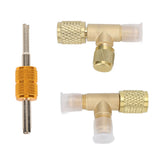 1/4in Valves Core Brass Tee Adapter Quick Coupler Access Tee Fittings for Vacuum Gauge R22 R12 R134 Refrigerant