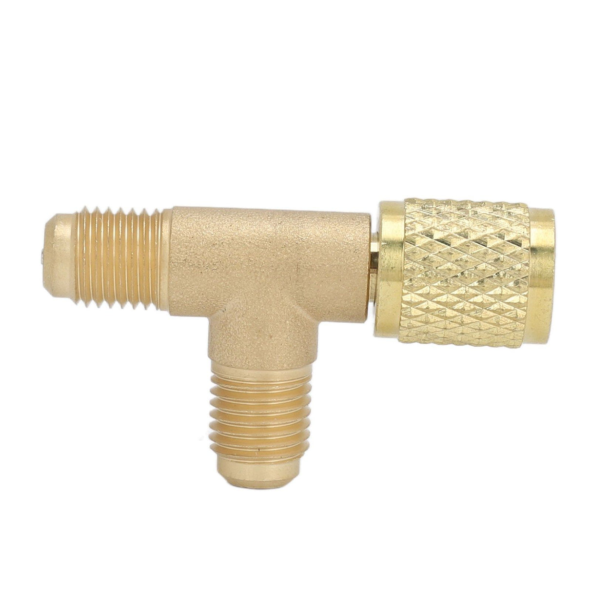 1/4in Valves Core Brass Tee Adapter Quick Coupler Access Tee Fittings for Vacuum Gauge R22 R12 R134 Refrigerant