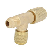 1/4in Valves Core Brass Tee Adapter Quick Coupler Access Tee Fittings for Vacuum Gauge R22 R12 R134 Refrigerant