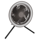 Camping Light Fan 3 Level Wind Adjustment USB Charging 3.7V 2A Hanging Camping Lights Tent Fan with Bracket for Outdoor Gray