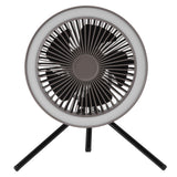 Camping Light Fan 3 Level Wind Adjustment USB Charging 3.7V 2A Hanging Camping Lights Tent Fan with Bracket for Outdoor Gray
