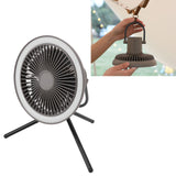 Camping Light Fan 3 Level Wind Adjustment USB Charging 3.7V 2A Hanging Camping Lights Tent Fan with Bracket for Outdoor Gray