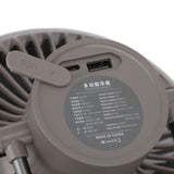 Camping Light Fan 3 Level Wind Adjustment USB Charging 3.7V 2A Hanging Camping Lights Tent Fan with Bracket for Outdoor Gray