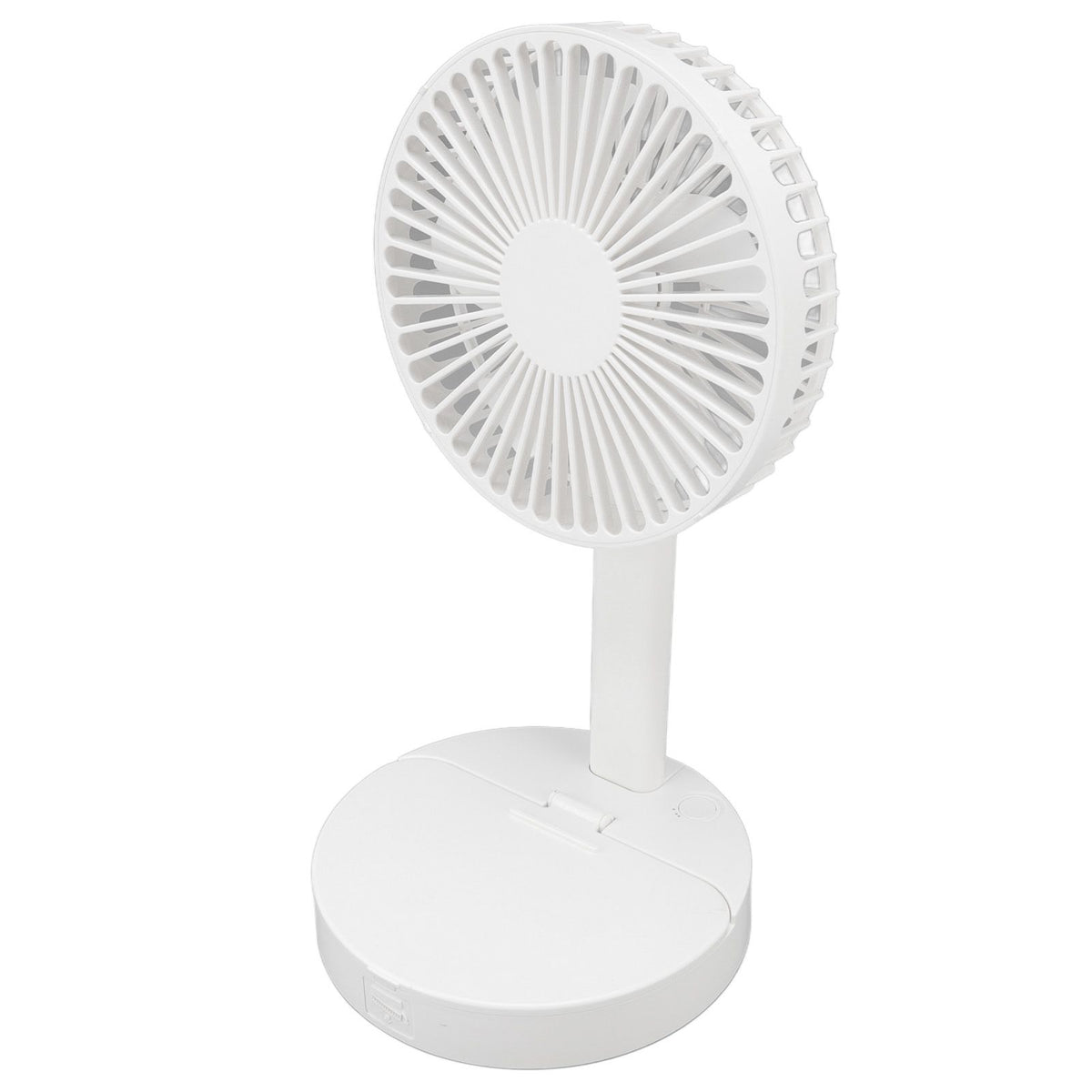 USB Desktop Fan Foldable Rechargeable Battery Makeup Mirror Function Bottom Silicone 3 Speeds White Mini Fan