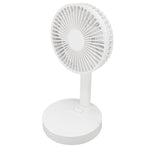 USB Desktop Fan Foldable Rechargeable Battery Makeup Mirror Function Bottom Silicone 3 Speeds White Mini Fan