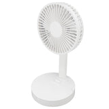 USB Desktop Fan Foldable Rechargeable Battery Makeup Mirror Function Bottom Silicone 3 Speeds White Mini Fan - Front View