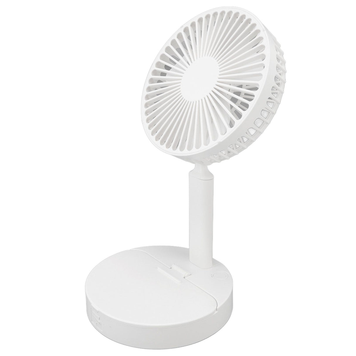 USB Desktop Fan Foldable Rechargeable Battery Makeup Mirror Function Bottom Silicone 3 Speeds White Mini Fan