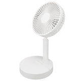 USB Desktop Fan Foldable Rechargeable Battery Makeup Mirror Function Bottom Silicone 3 Speeds White Mini Fan