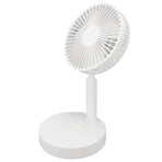 USB Desktop Fan Foldable Rechargeable Battery Makeup Mirror Function Bottom Silicone 3 Speeds White Mini Fan