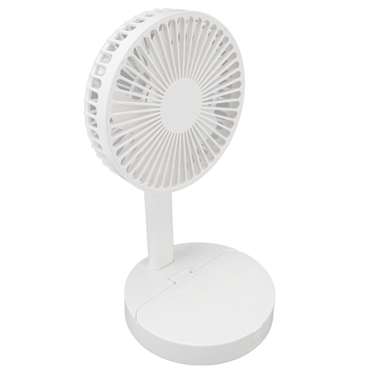 USB Desktop Fan Foldable Rechargeable Battery Makeup Mirror Function Bottom Silicone 3 Speeds White Mini Fan