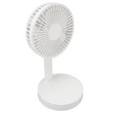 USB Desktop Fan Foldable Rechargeable Battery Makeup Mirror Function Bottom Silicone 3 Speeds White Mini Fan