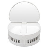 USB Desktop Fan Foldable Rechargeable Battery Makeup Mirror Function Bottom Silicone 3 Speeds White Mini Fan