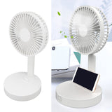 USB Desktop Fan Foldable Rechargeable Battery Makeup Mirror Function Bottom Silicone 3 Speeds White Mini Fan