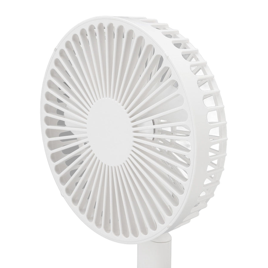 USB Desktop Fan Foldable Rechargeable Battery Makeup Mirror Function Bottom Silicone 3 Speeds White Mini Fan