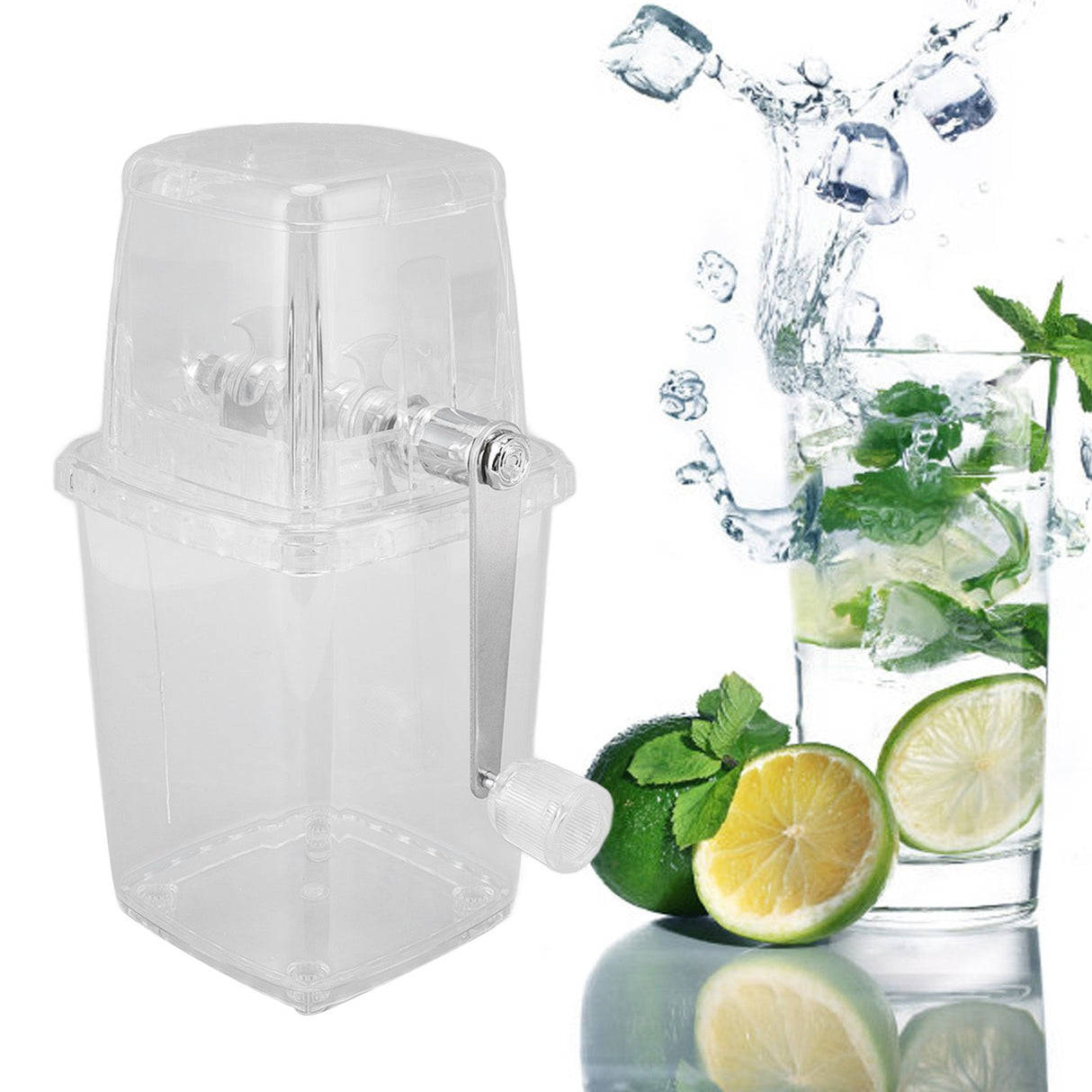 Hand Cranked Ice Crusher Clear Rustproof Multifunctional Manual Ice Crusher for Home Kitchen Transparent