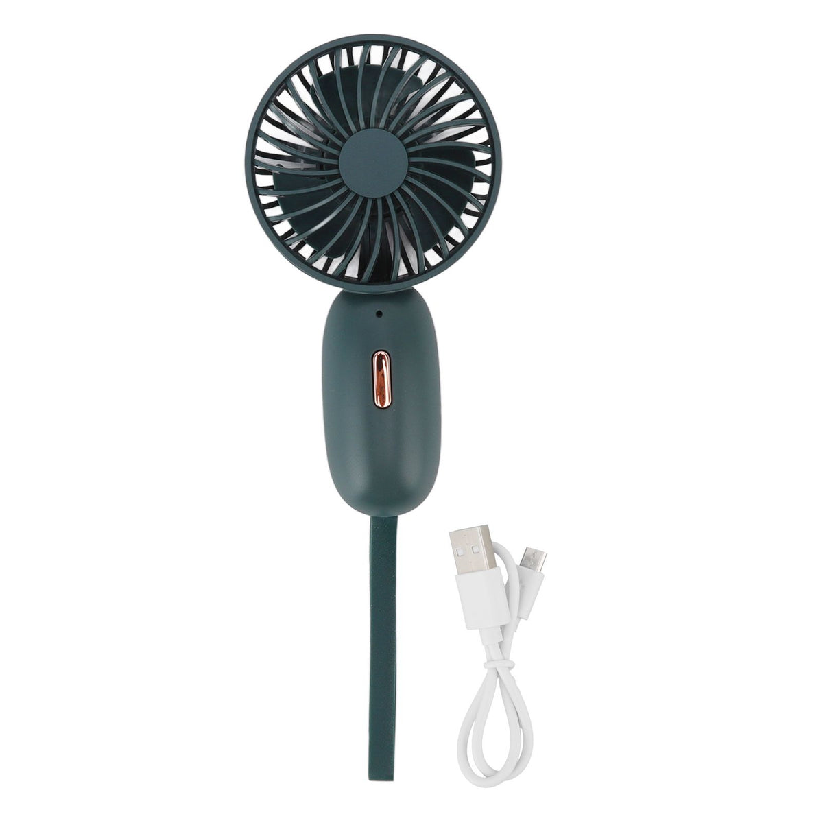Handheld Fan USB Charging 3 Speeds Portable Size 500mAh Battery Strong Power Mini Portable Fan for Home Office Travel Green