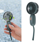 Handheld Fan USB Charging 3 Speeds Portable Size 500mAh Battery Strong Power Mini Portable Fan for Home Office Travel Green