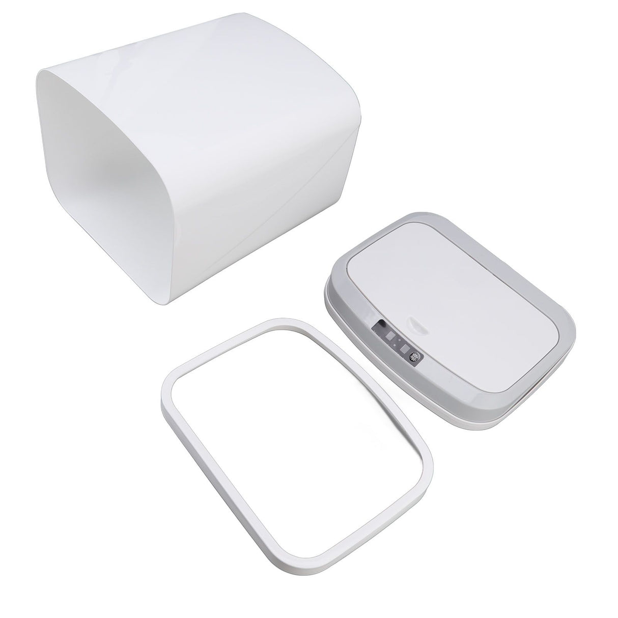Smart Trash Can 16L Infrared Induction Button Control Manual Mute Household Automatic Trash Can with Night Light White