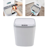 Smart Trash Can 16L Infrared Induction Button Control Manual Mute Household Automatic Trash Can with Night Light White