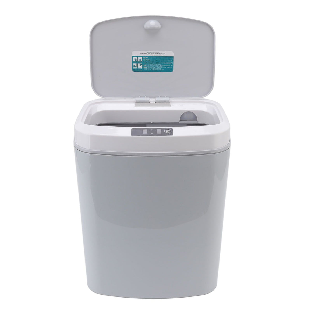Smart Trash Can 16L Infrared Induction Button Control Manual Mute Household Automatic Trash Can with Night Light Gray