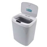 Smart Trash Can 16L Infrared Induction Button Control Manual Mute Household Automatic Trash Can with Night Light Gray - Rear View