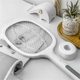 Electric Mosquito Swatter 5V 1A Rechargeable Efficient 2 in 1 Electric Mosquito Bat with LED Light for Home White