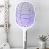 Electric Mosquito Swatter 5V 1A Rechargeable Efficient 2 in 1 Electric Mosquito Bat with LED Light for Home White - Extra Image