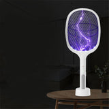 Electric Mosquito Swatter 5V 1A Rechargeable Efficient 2 in 1 Electric Mosquito Bat with LED Light for Home White