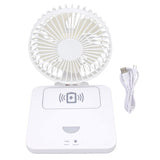 USB Desk Fan Support Wireless Phone Charging Dimmable Night Light 3 Speeds 180 Degrees Adjustable Small Desk Fan