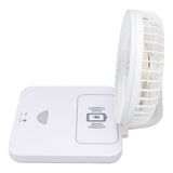USB Desk Fan Support Wireless Phone Charging Dimmable Night Light 3 Speeds 180 Degrees Adjustable Small Desk Fan - Side View