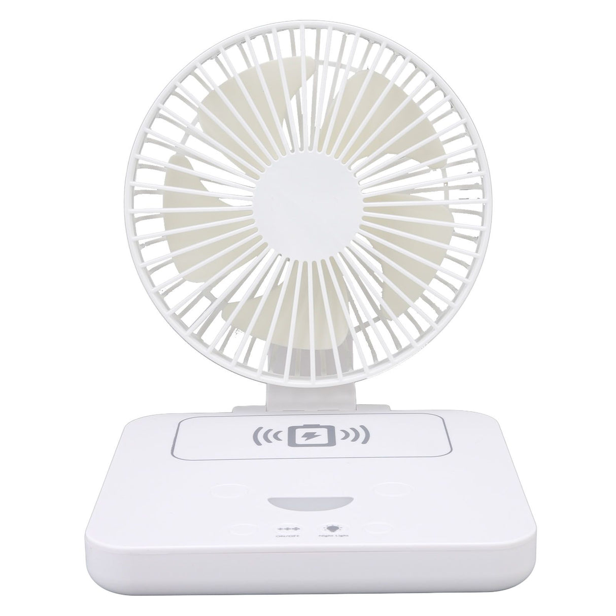 USB Desk Fan Support Wireless Phone Charging Dimmable Night Light 3 Speeds 180 Degrees Adjustable Small Desk Fan