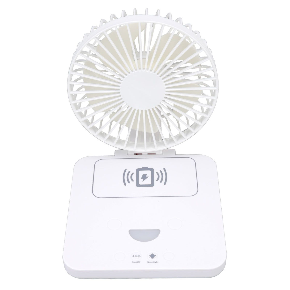 USB Desk Fan Support Wireless Phone Charging Dimmable Night Light 3 Speeds 180 Degrees Adjustable Small Desk Fan