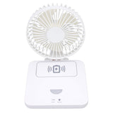 USB Desk Fan Support Wireless Phone Charging Dimmable Night Light 3 Speeds 180 Degrees Adjustable Small Desk Fan