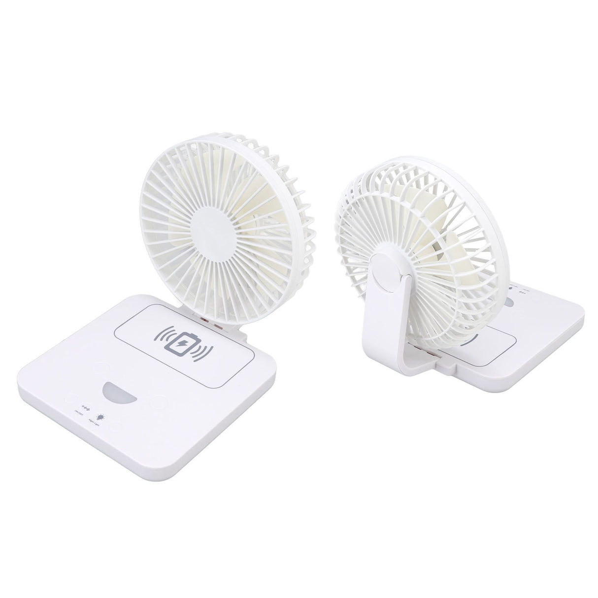 USB Desk Fan Support Wireless Phone Charging Dimmable Night Light 3 Speeds 180 Degrees Adjustable Small Desk Fan