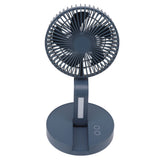 Desktop Folding Fan 3 Speeds USB Rechargeable Punch Free Electric Desktop Oscillating Fan for Home Office Blue