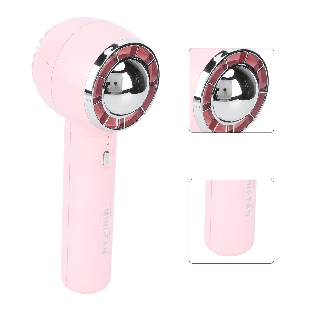 Handheld Fan 3 Speeds USB Charging Strong Wind Lightweight 1200mAh Battery Portable Fan Handheld for Office Travel Pink