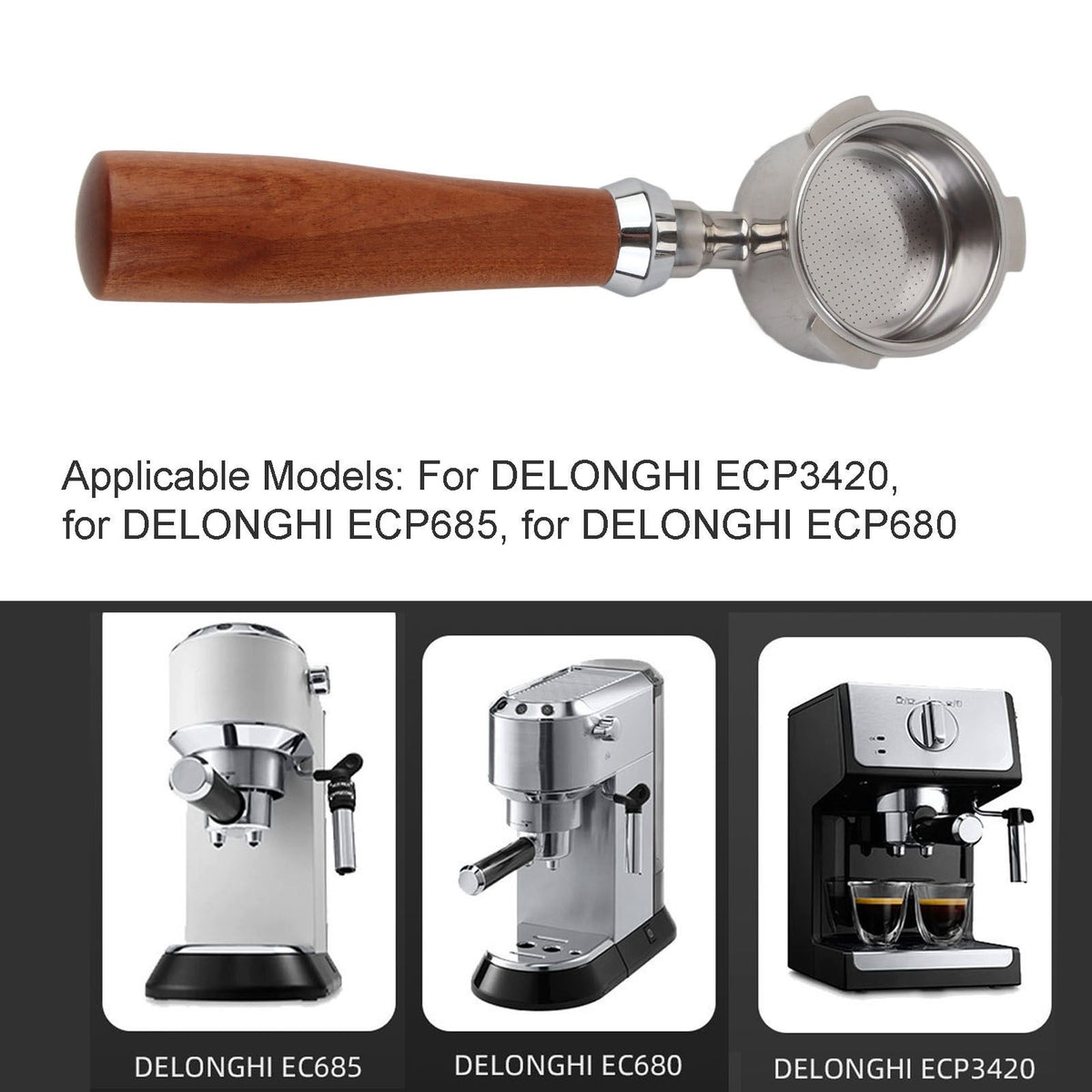 51mm Bottomless Portafilter Zinc Alloy Coffee Filter Holder for DELONGHI ECP3420 Coffee Machine