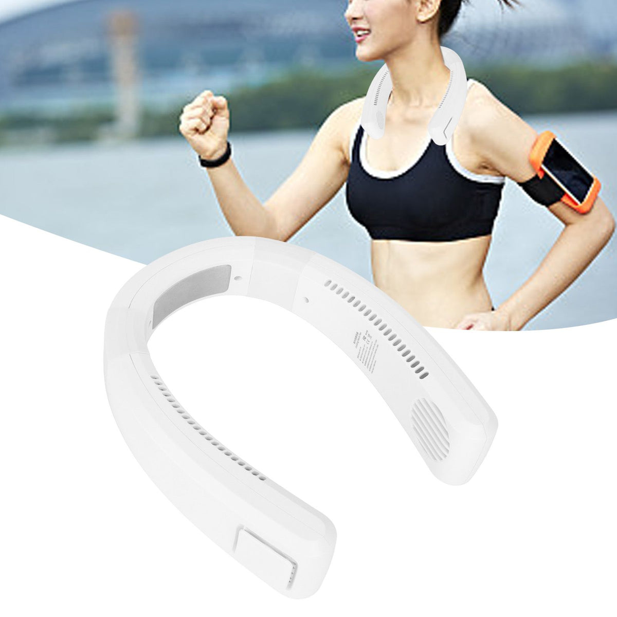 Neck Fan USB Charging 80 Holes 4000 to 5500rpm High Poly Wind Wearable Fan Portable Fan for Household Outdoor White