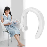 Neck Fan USB Charging 80 Holes 4000 to 5500rpm High Poly Wind Wearable Fan Portable Fan for Household Outdoor White