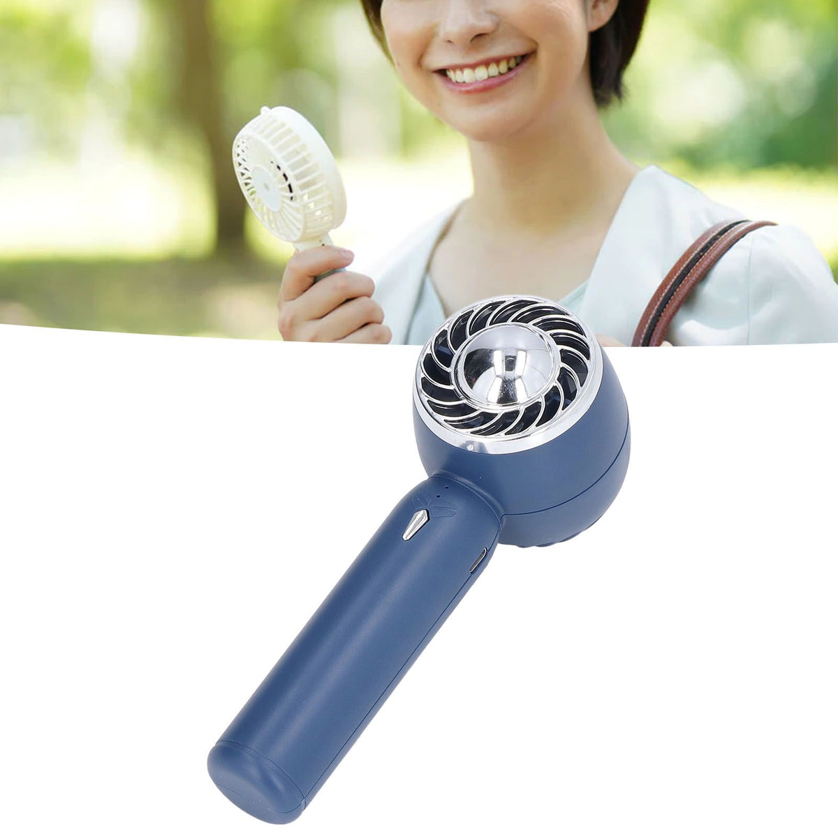 Hand Fan USB 2000mah Battery Charging Supercharged Blades Handheld Desktop Use Portable Rechargeable Fan for Travel Blue