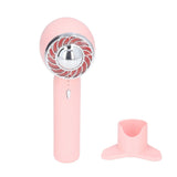 Handheld Fan USB Charging 3 Speeds 2000mAh Mini Portable Desktop Fan for Travel School Office Pink - Side View