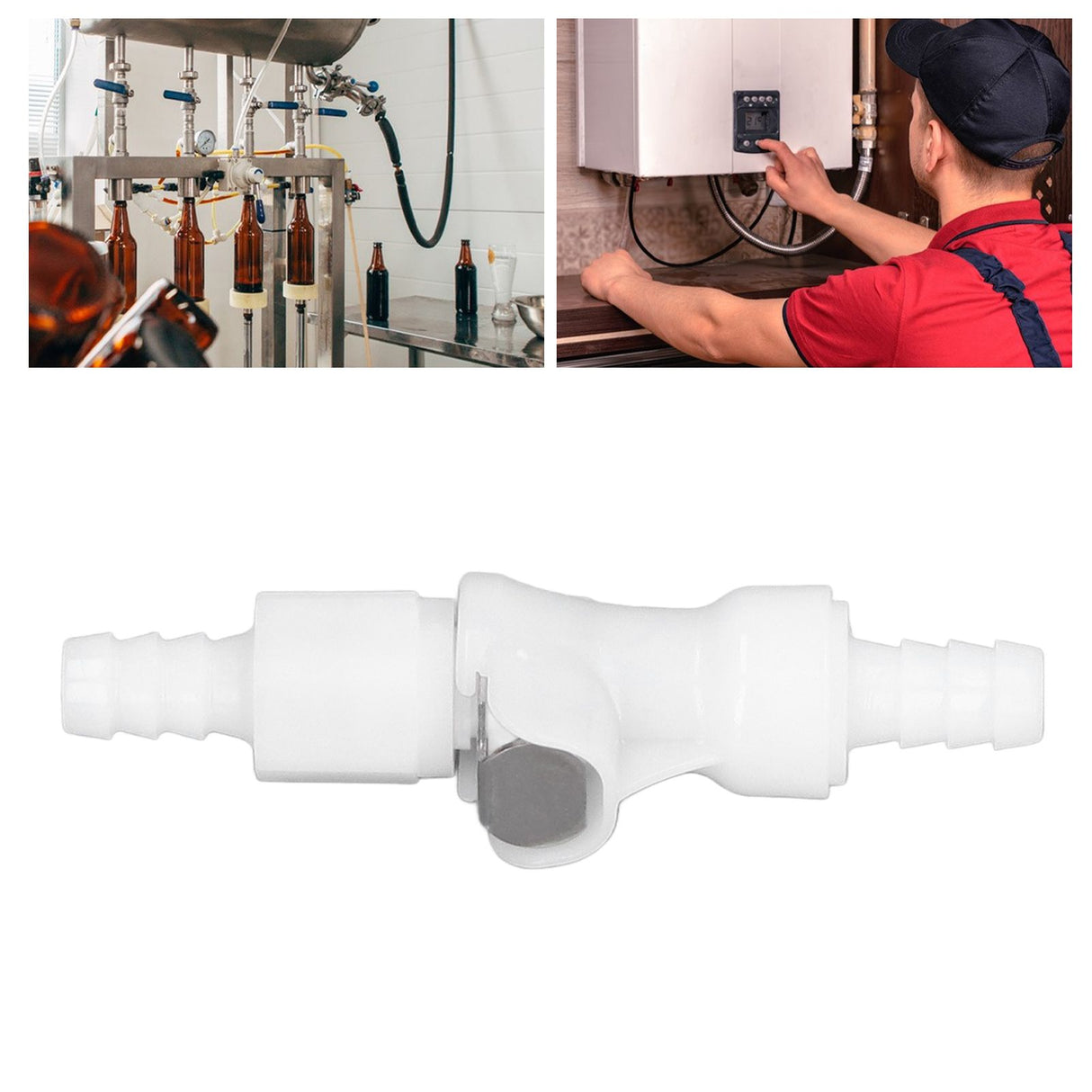 Plastic Hose Quick Connector 5/16 Tube with Shut Off Food Grade Plastic Water Line Tube Connector for Gas Beer Line