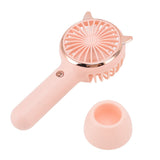 Cat Ears Handheld Fan 3 Levels USB Charging Mini Portable Handheld USB Fan for Outdoor Activities Travelling Pink - Side View