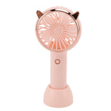 Cat Ears Handheld Fan 3 Levels USB Charging Mini Portable Handheld USB Fan for Outdoor Activities Travelling Pink