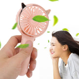 Cat Ears Handheld Fan 3 Levels USB Charging Mini Portable Handheld USB Fan for Outdoor Activities Travelling Pink - Extra Image