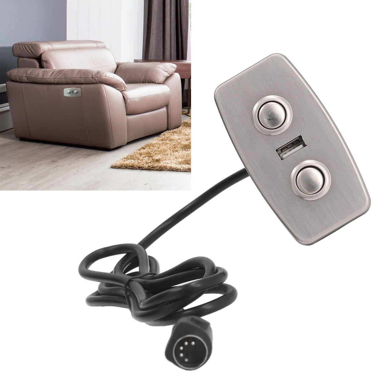 Recliner Switch USB Socket Charging Straight 5 Pin Light Free Electric Sofa Controller for Home Bedroom