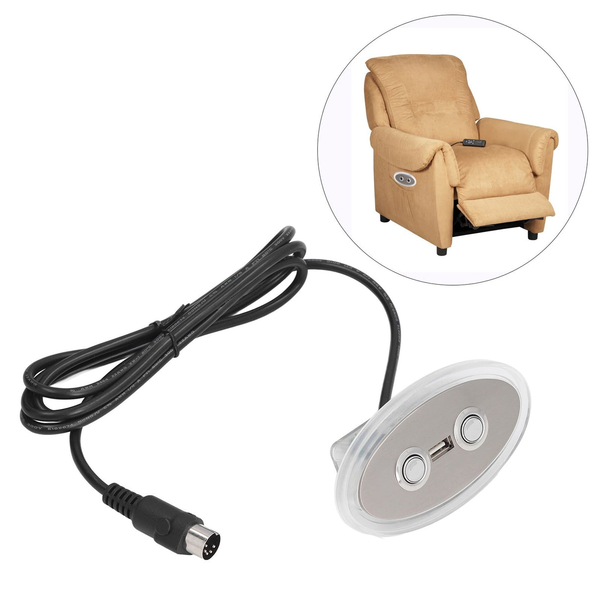 Electric Sofa Controller Electric Stretching Sofa Lifting Device Hand Control Button Switch with USB Port Straight 5 Pin