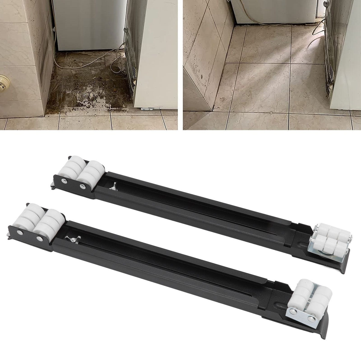 Heavy Duty Extensible Appliance Roller Load Bearing 300KG Universal Wheels Base Appliance Slider for Washer Furniture Black