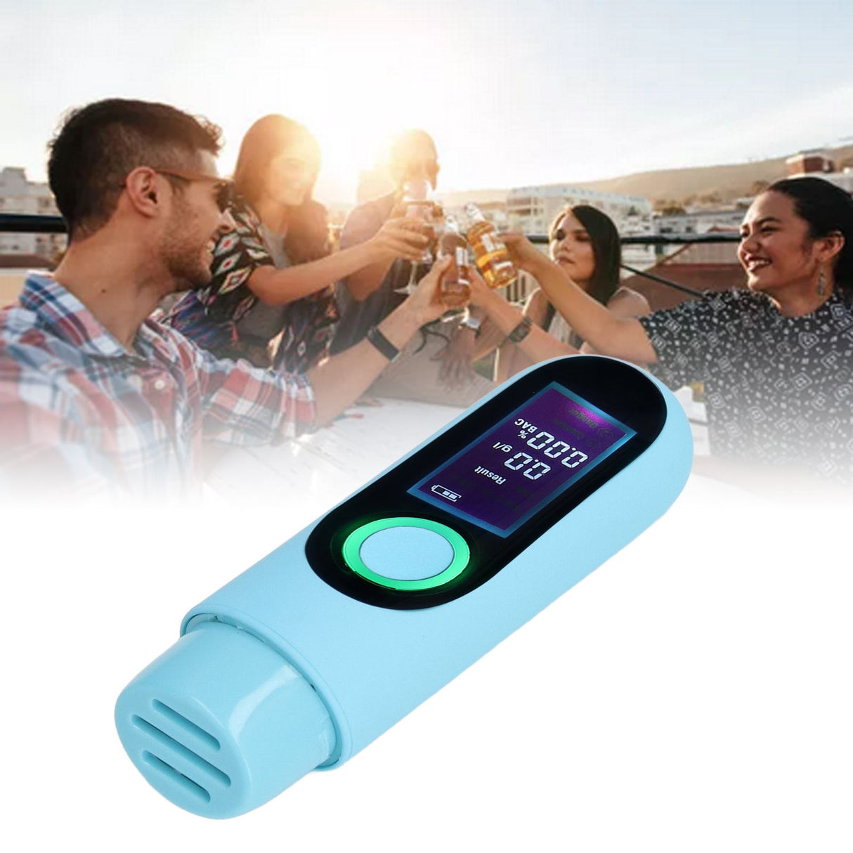 Alcohol Tester LCD 3 Color Display USB Charging Blowing Contactless Testing Alcohol Tester for Professional Use
